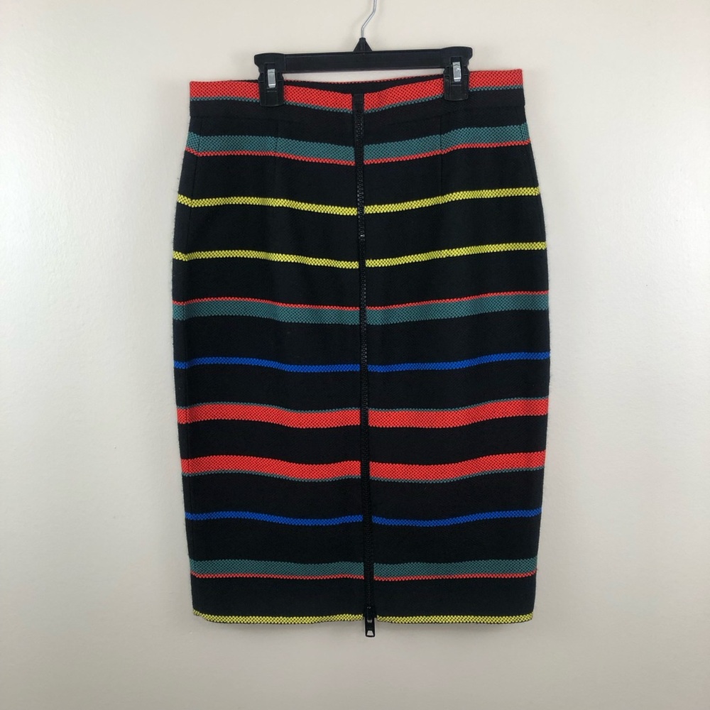 New Givenchy Basket Weave wool stripe pencil skirt black red stripe - Picture 7 of 12